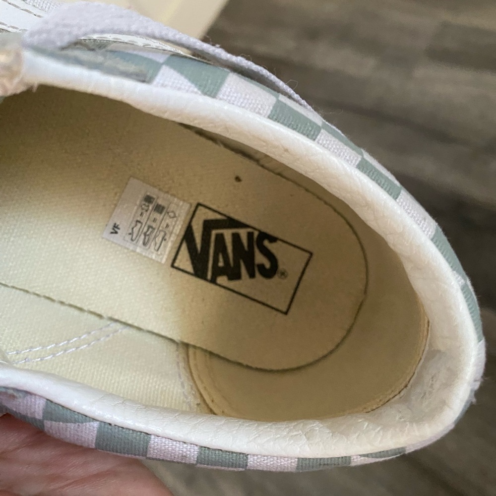 Vans Women Gray-Light Blue and White Checkered Shoes size 5 - Picture 8 of 8